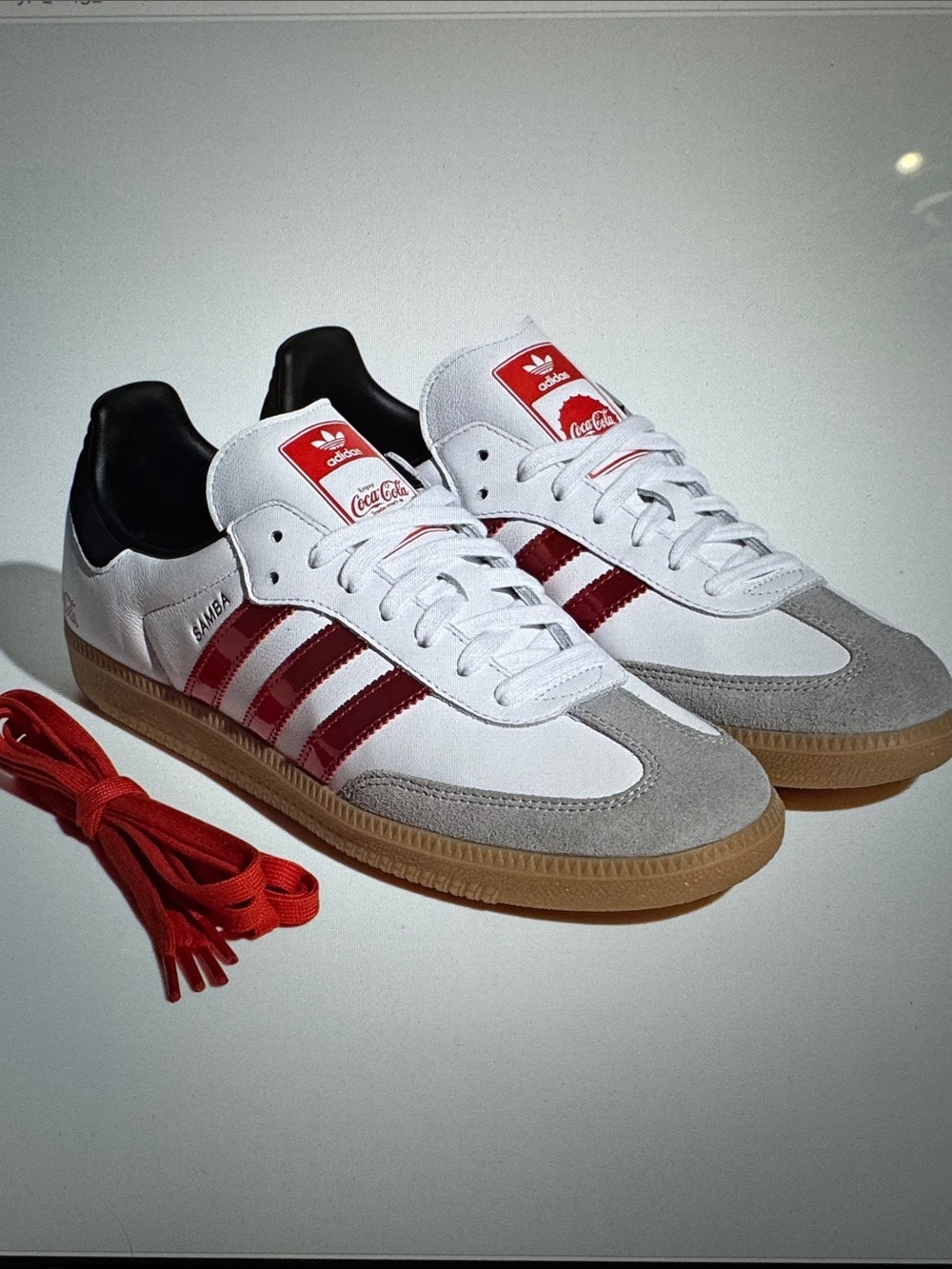 adidas White and Red Samba Low-Top Athletic Sneakers